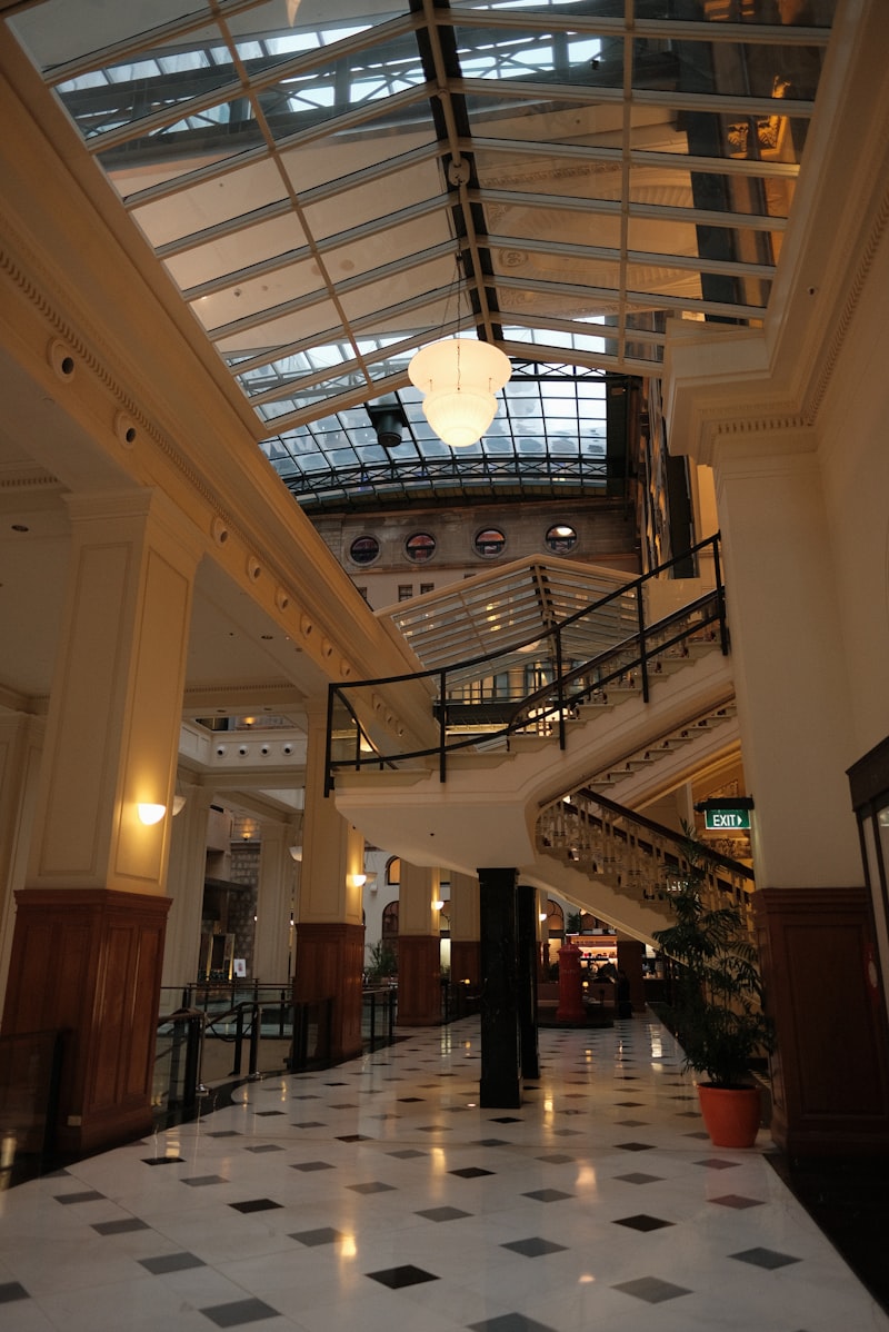 Modern luxury hotel lobby with elegant design